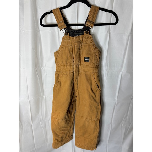 Walls Tough Wear Boys Brown Canvas Overalls Zip Up Side Size M/M 8/10 - Picture 1 of 9